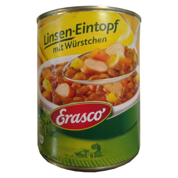 Linsen-Eintopf mit Würstchen | lange haltbar, sättigend und lecker